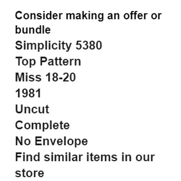 Simplicity 5380 Pattern Top Miss 18 & 20 Tank Classic Timeless Minimalist - Picture 3 of 7